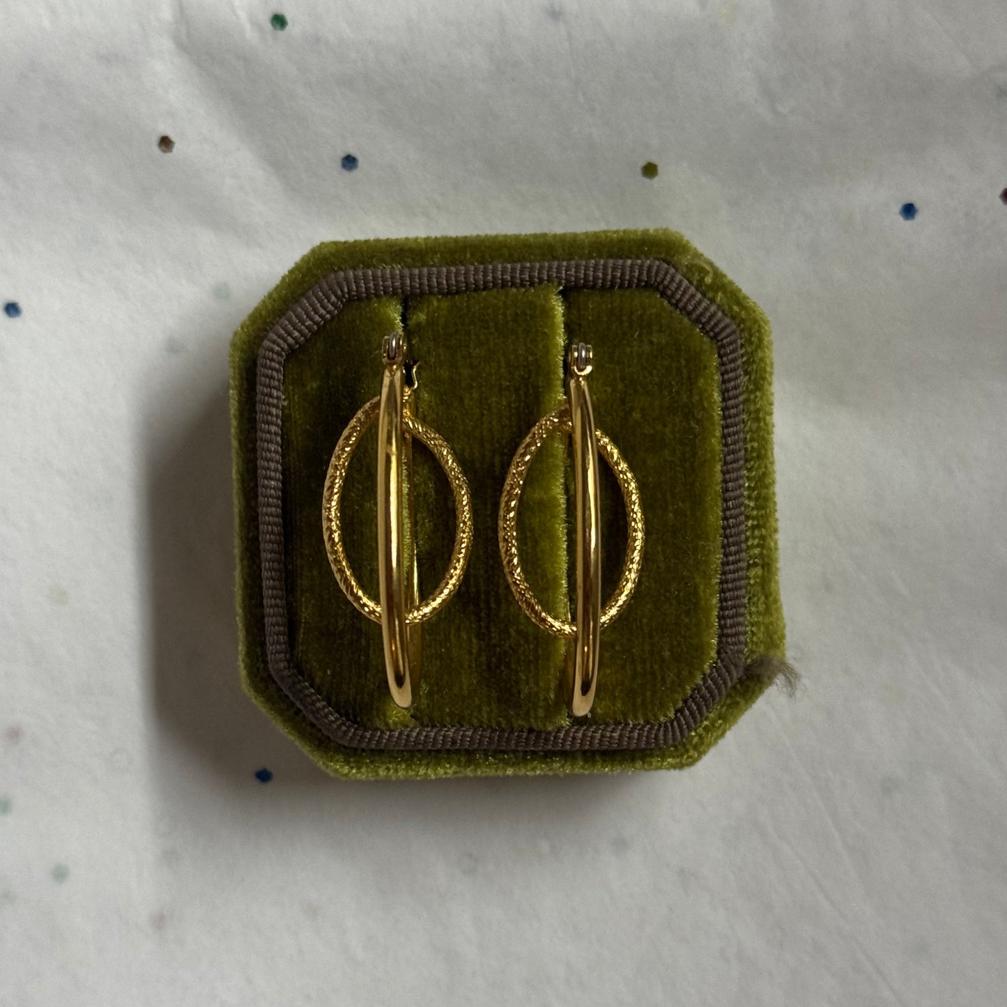 Vintage Layered Gold Twist Hoop Earrings