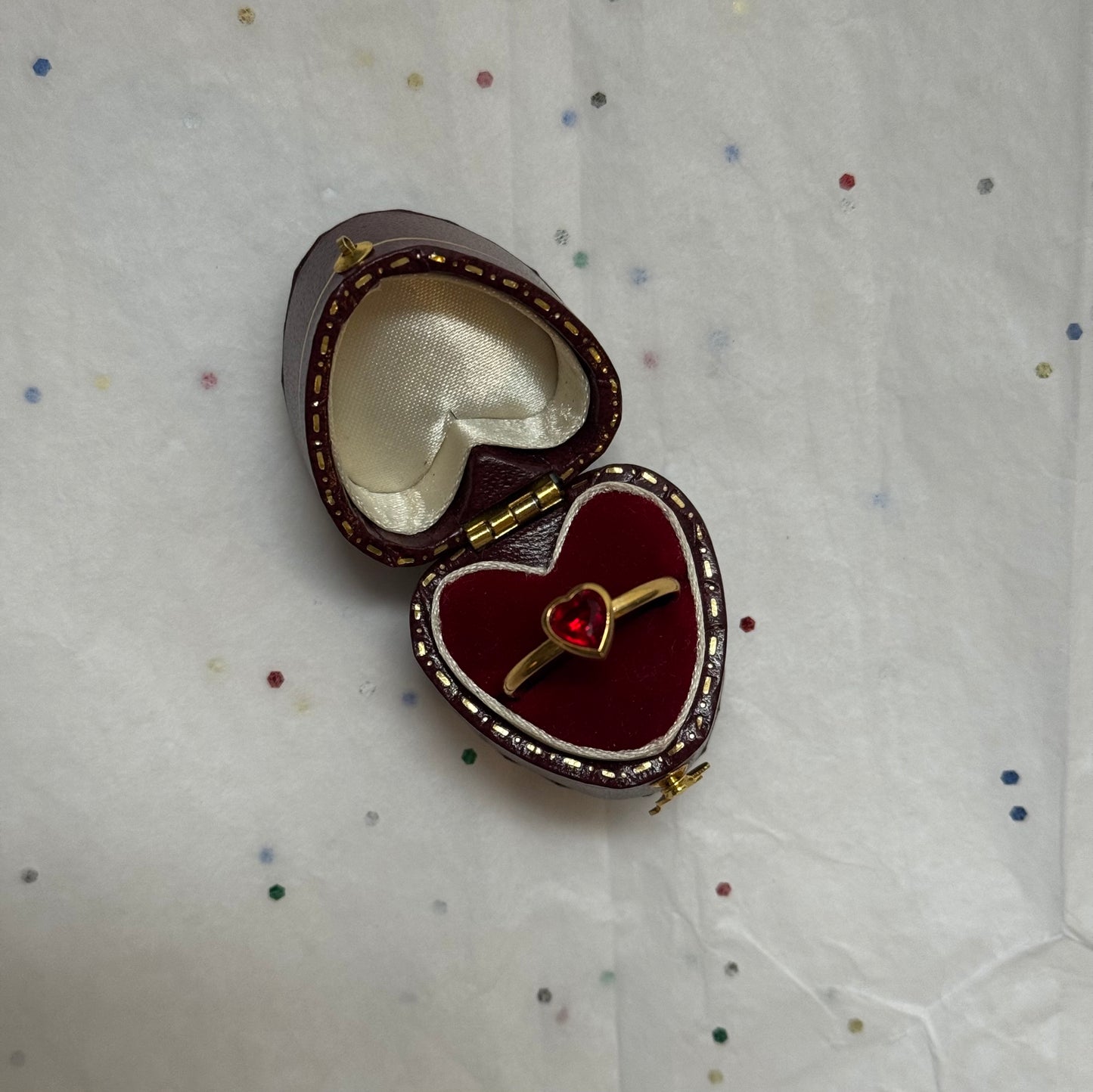 Gold Red Heart Ring