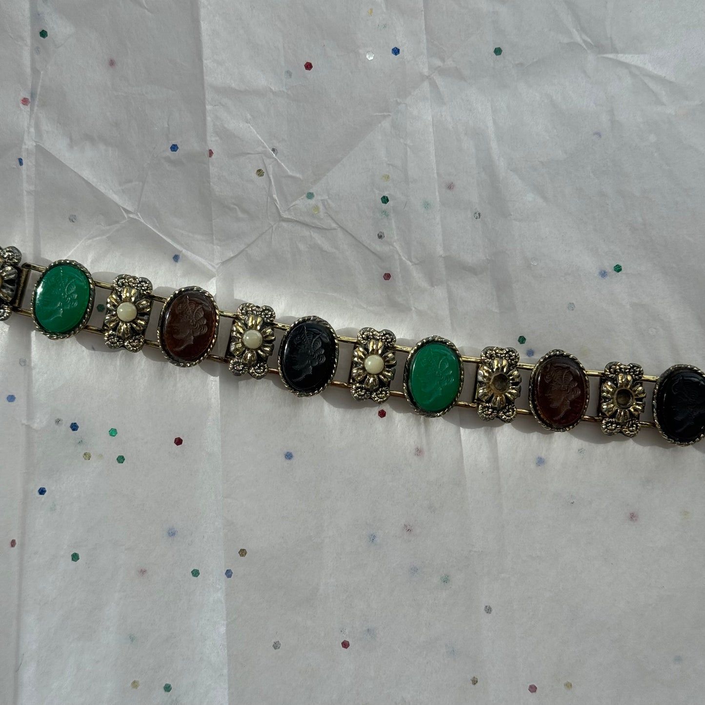 Vintage Bookchain Intaglio Bracelet