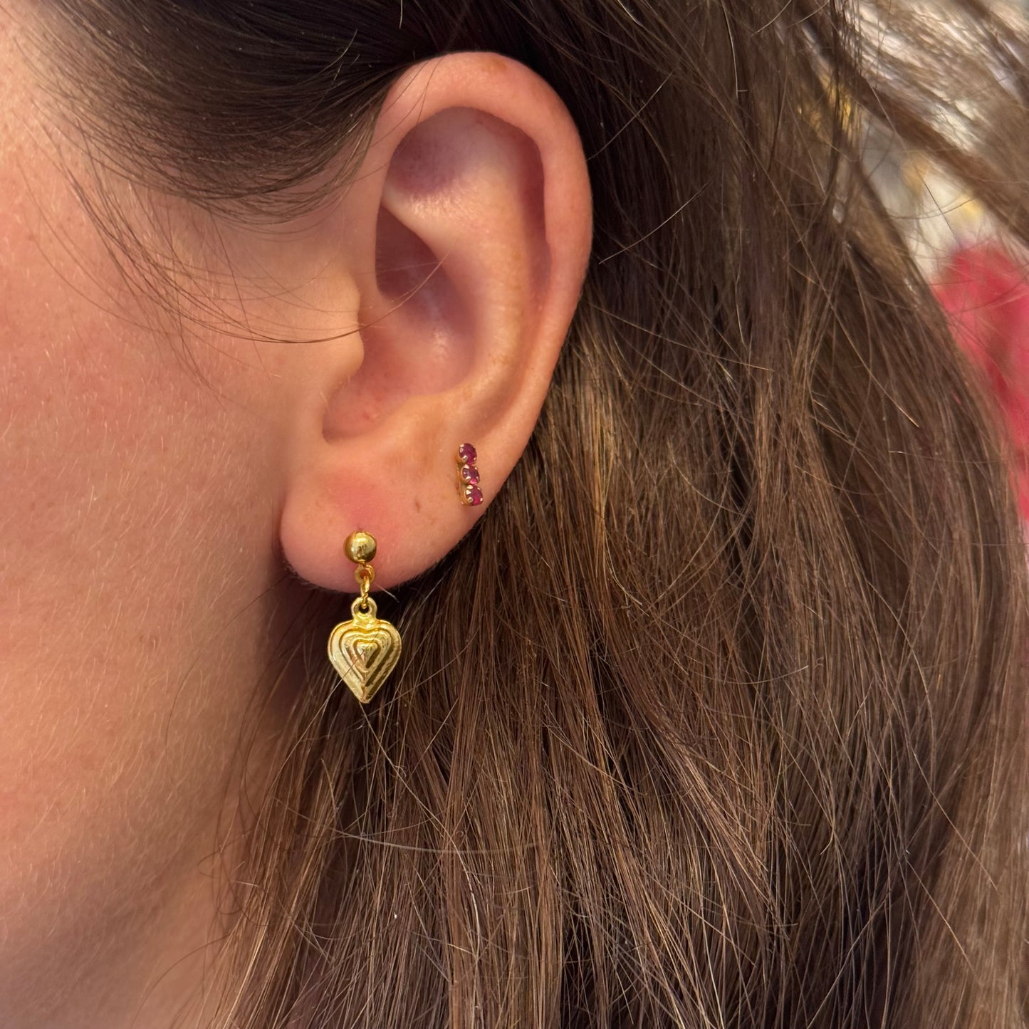 Vintage Gold Heart Drop Earrings