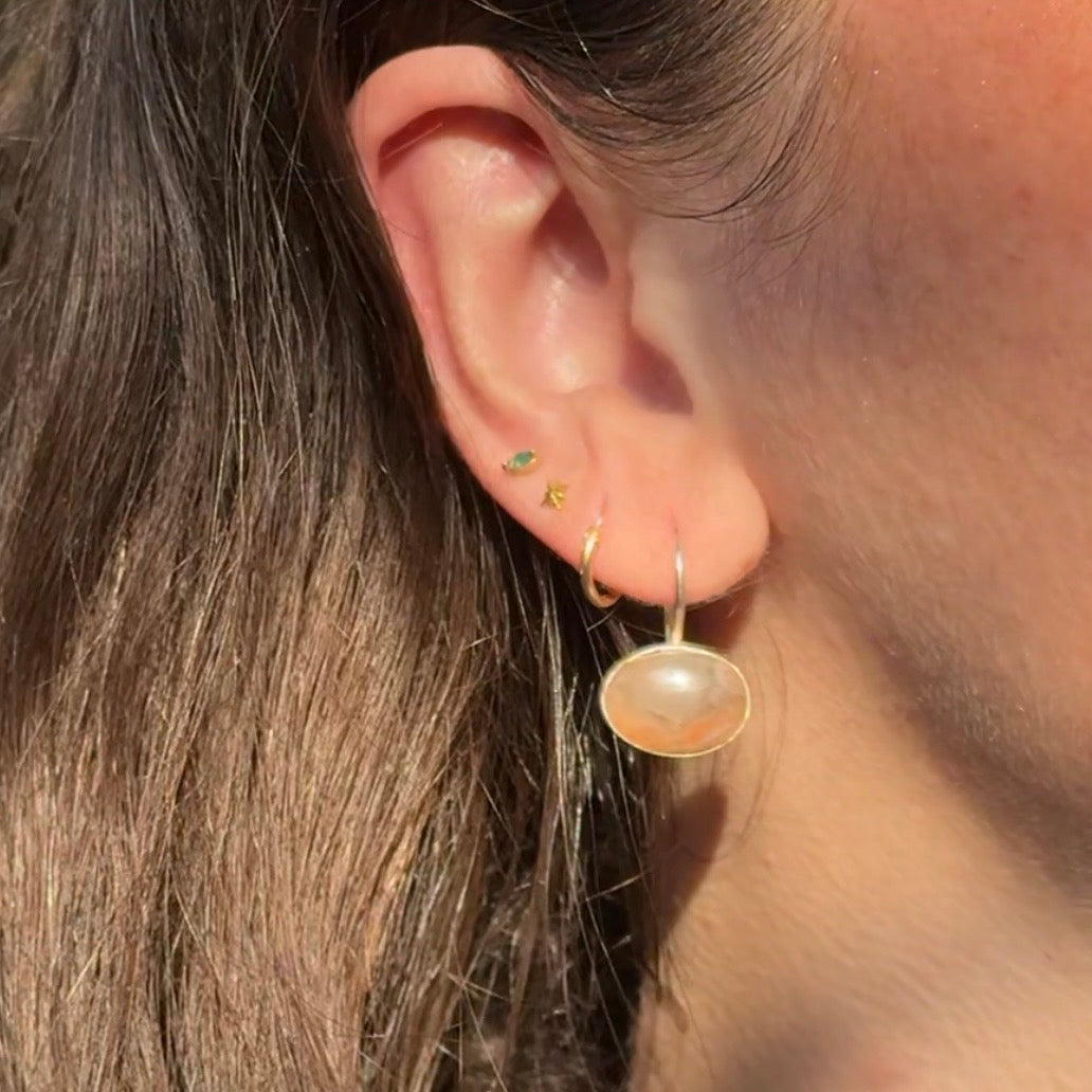 Vintage Sterling Silver Natural Stone Earrings