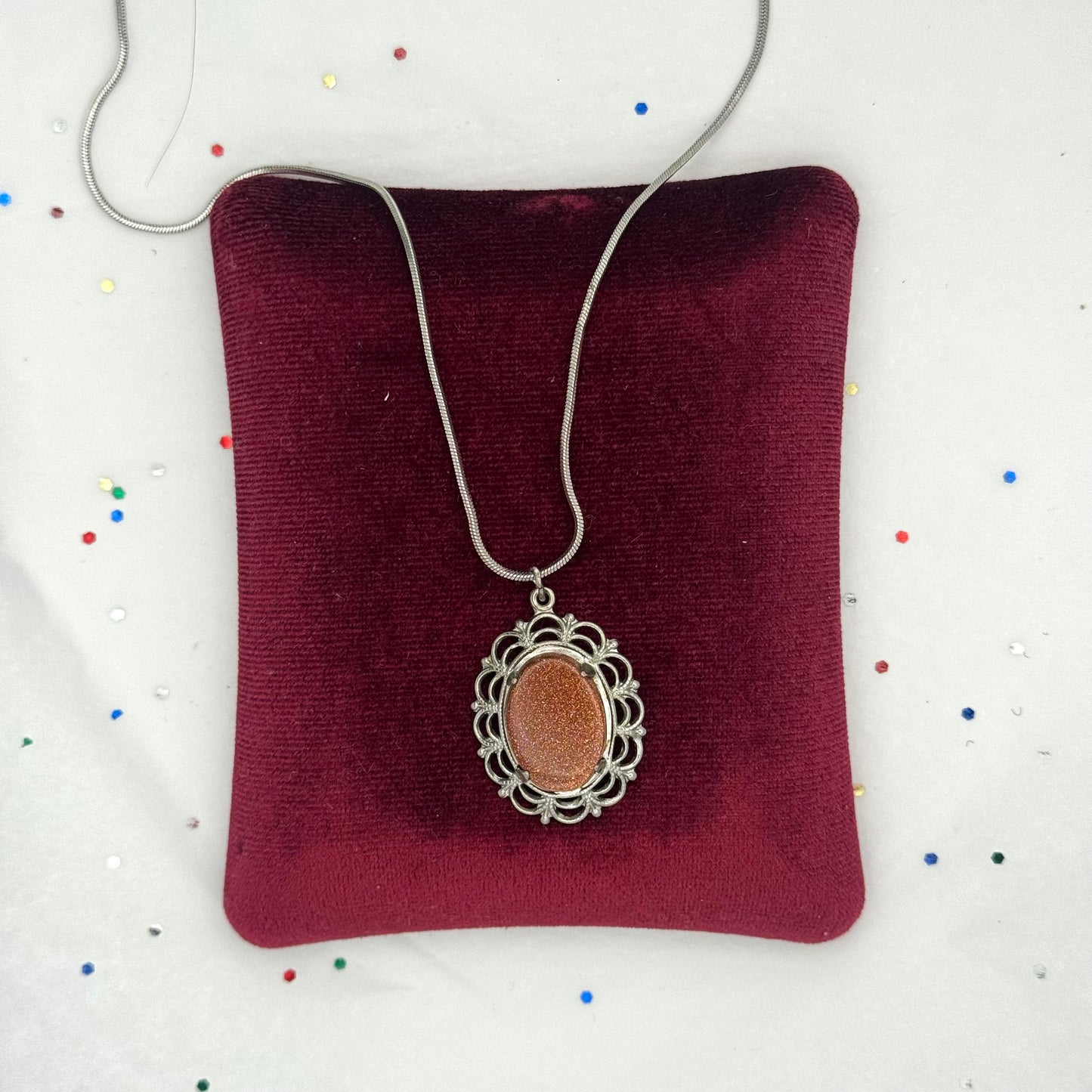 Vintage Silver Goldstone Necklace