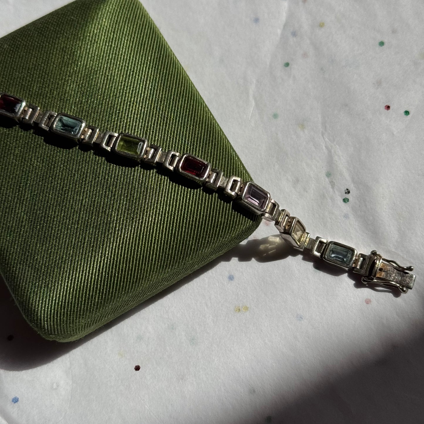Vintage Sterling Silver Multi Gemstone Bracelet