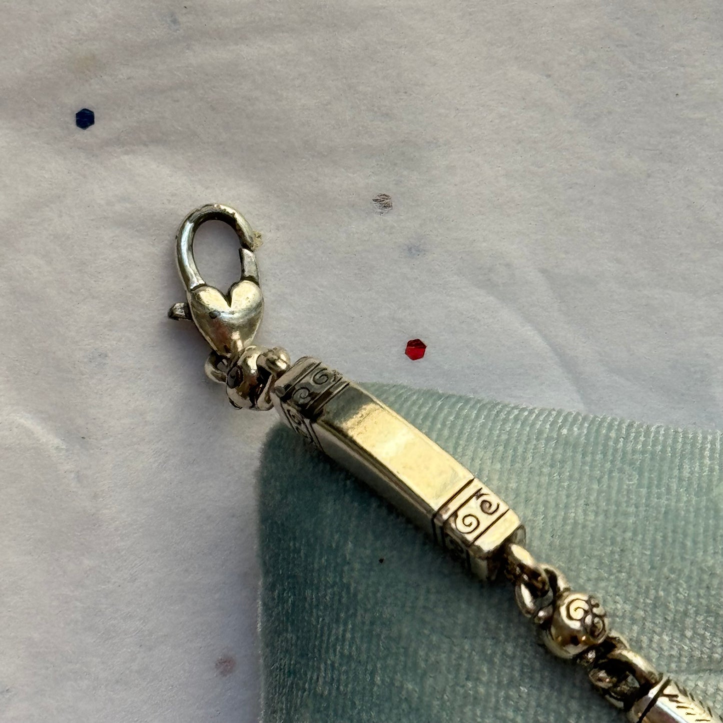 Vintage Engraved Silver Bar Bracelet