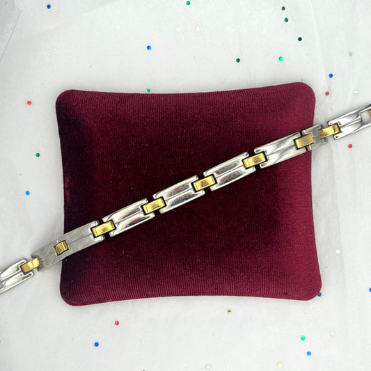 Vintage Two Tone Watch Link Bracelet