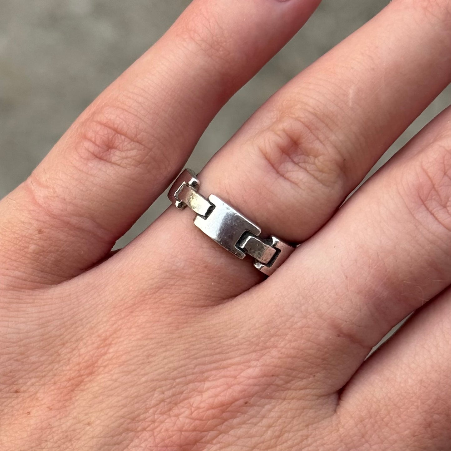 Vintage 925 Sterling Silver Square Link Ring