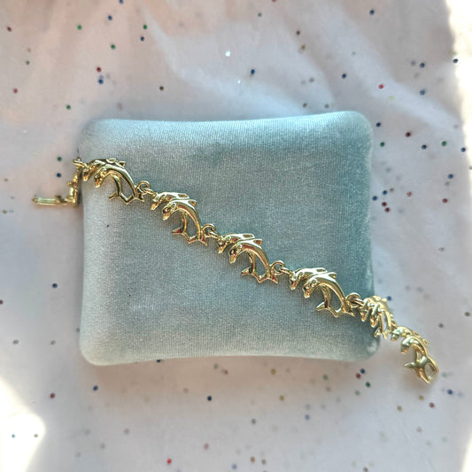 Vintage Dolphin Gold Tone Bracelet