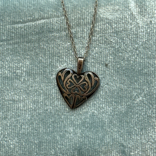 Vintage Sterling Silver Heart Pendant Necklace