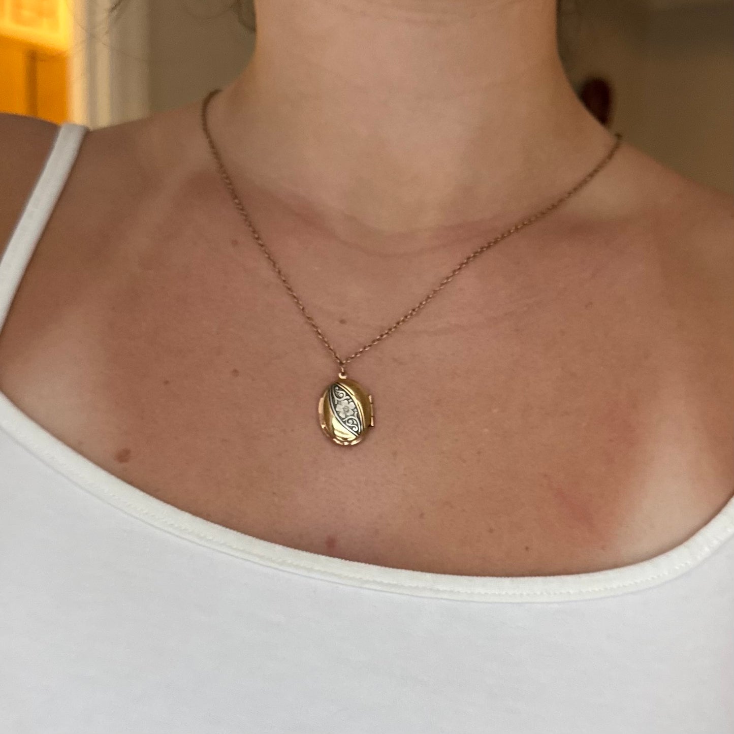 Vintage Two-Tone Locket Necklace