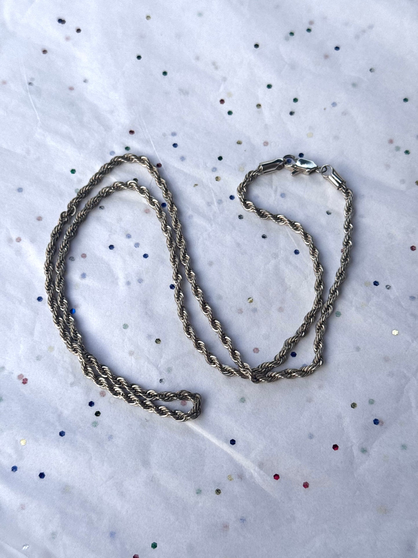 Vintage Sterling Silver Rope Chain Necklace