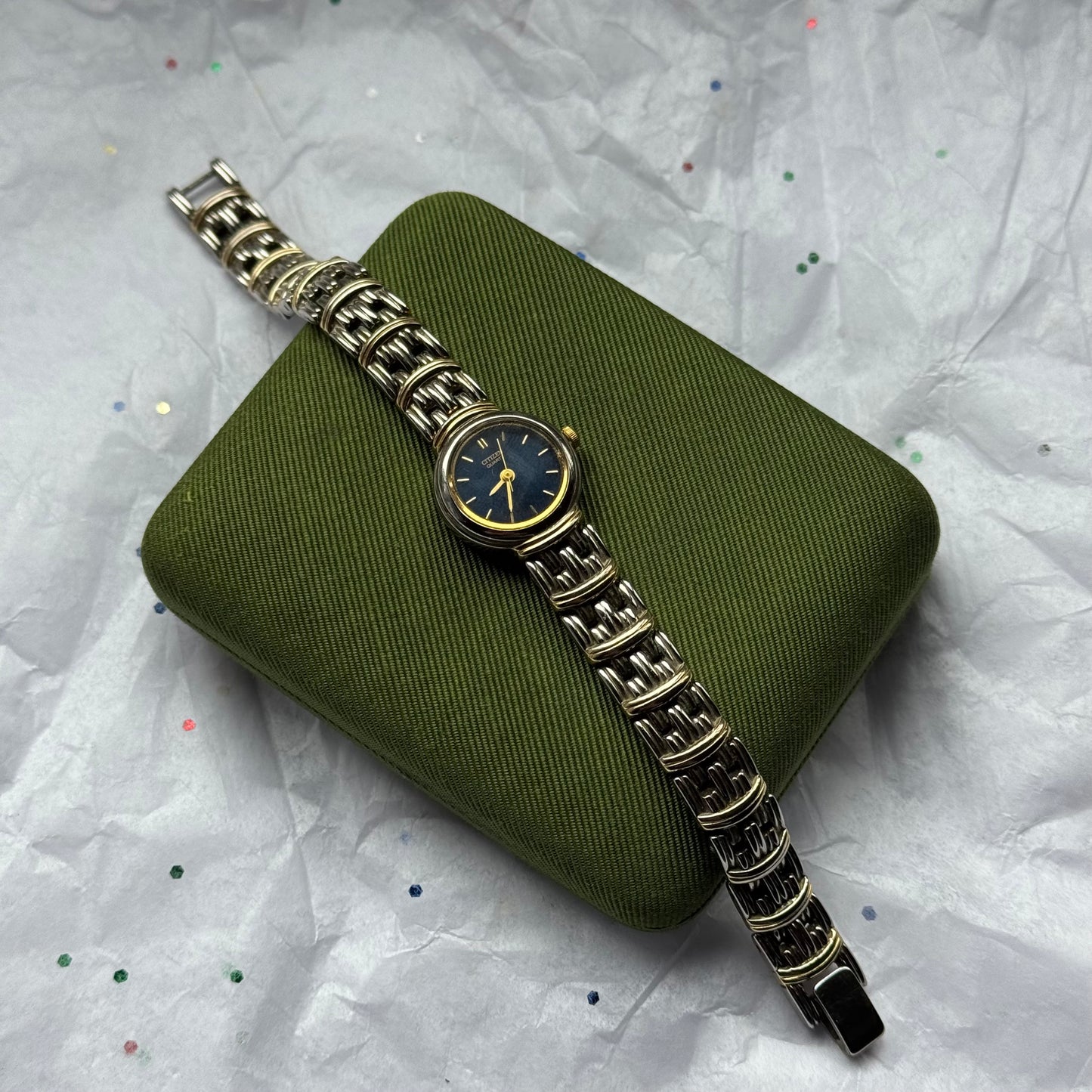 Vintage Two-Tone Blue Face Citizen Watch