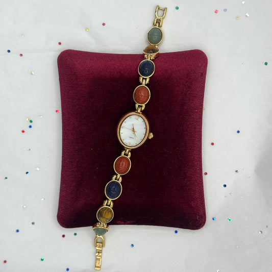 Vintage Gold Multicolored Scarab Watch