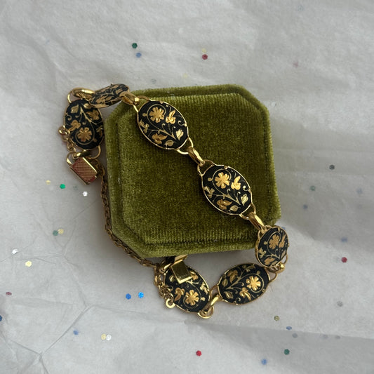 Vintage Damascene Gold & Black Bracelet