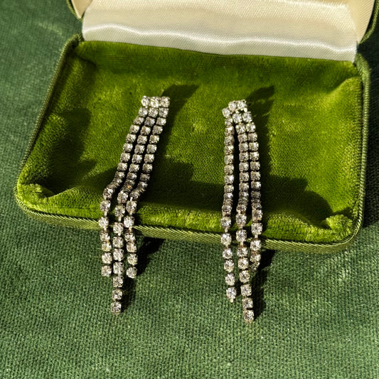 Vintage Rhinestone Dangle Earrings
