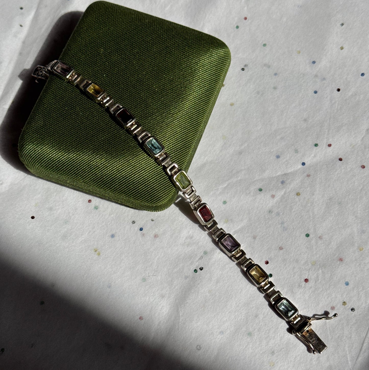 Vintage Sterling Silver Multi Gemstone Bracelet