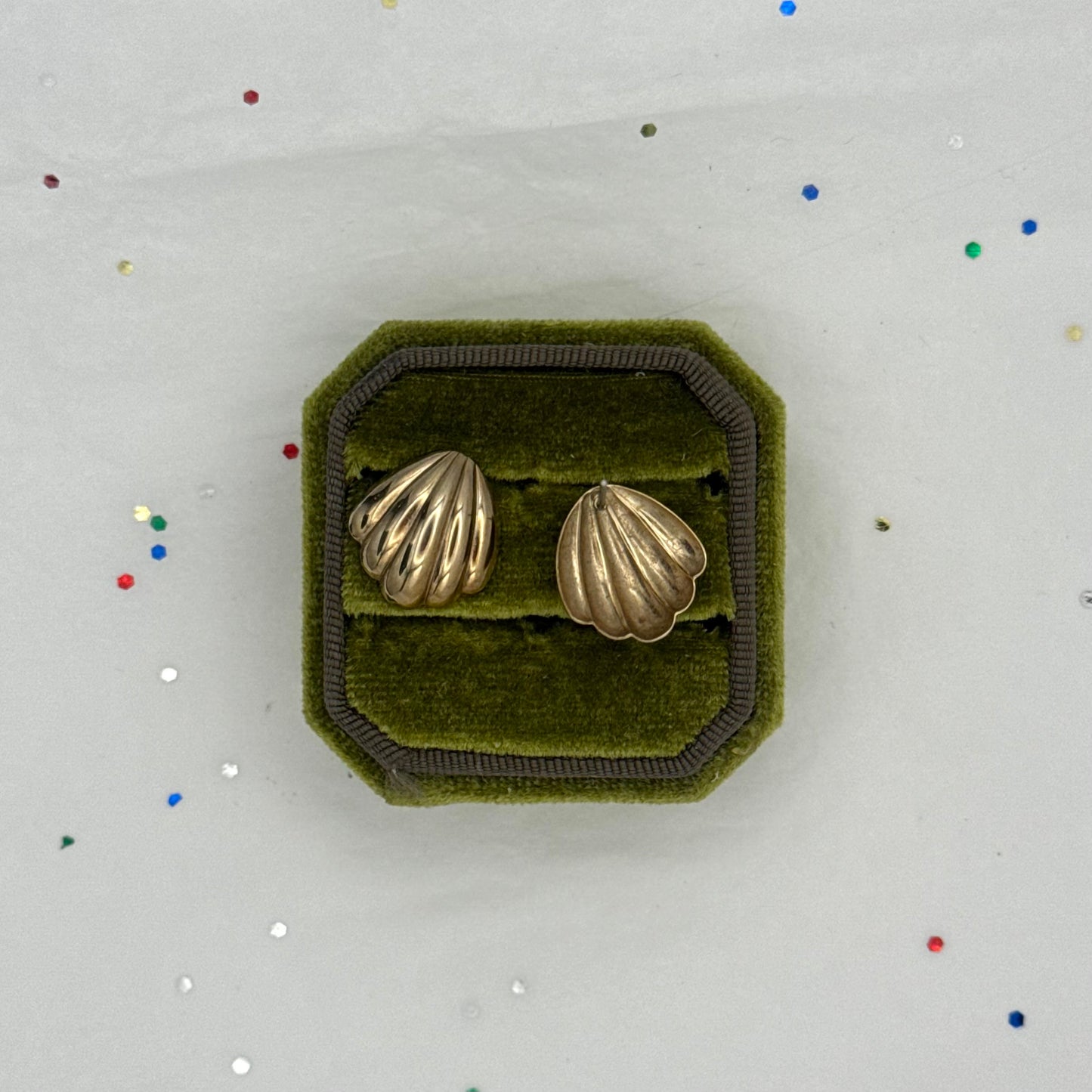 Vintage Gold Shell Post Earrings
