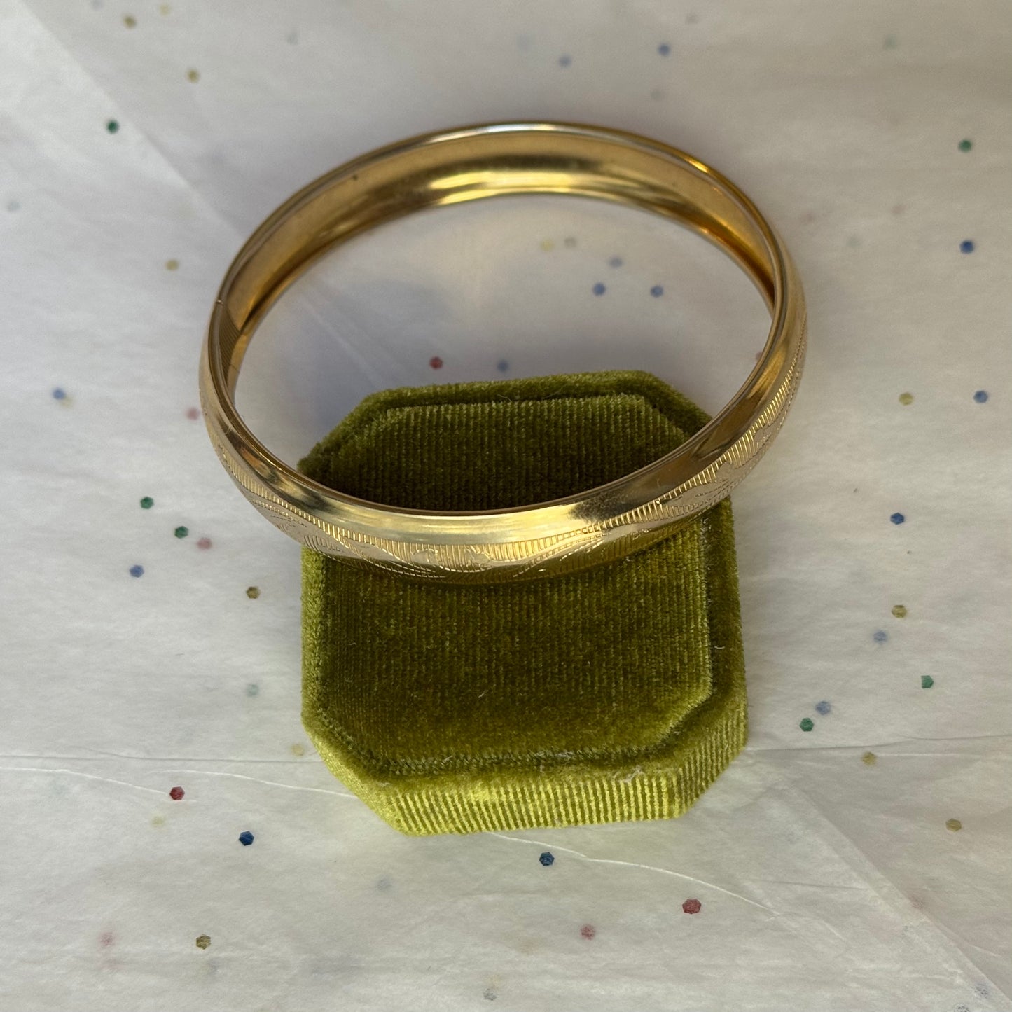 Vintage Engraved Gold Bangle Bracelet