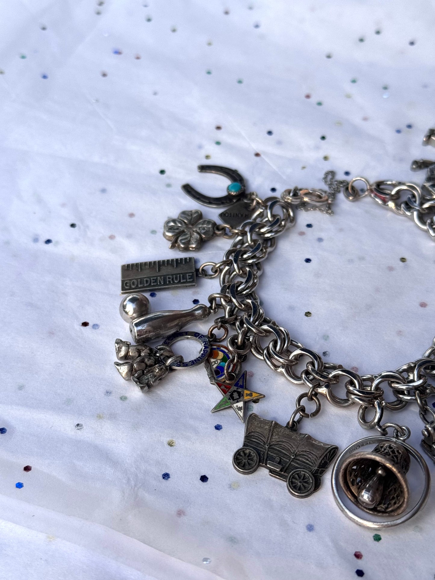 Vintage Sterling Silver Complete Charm Bracelet