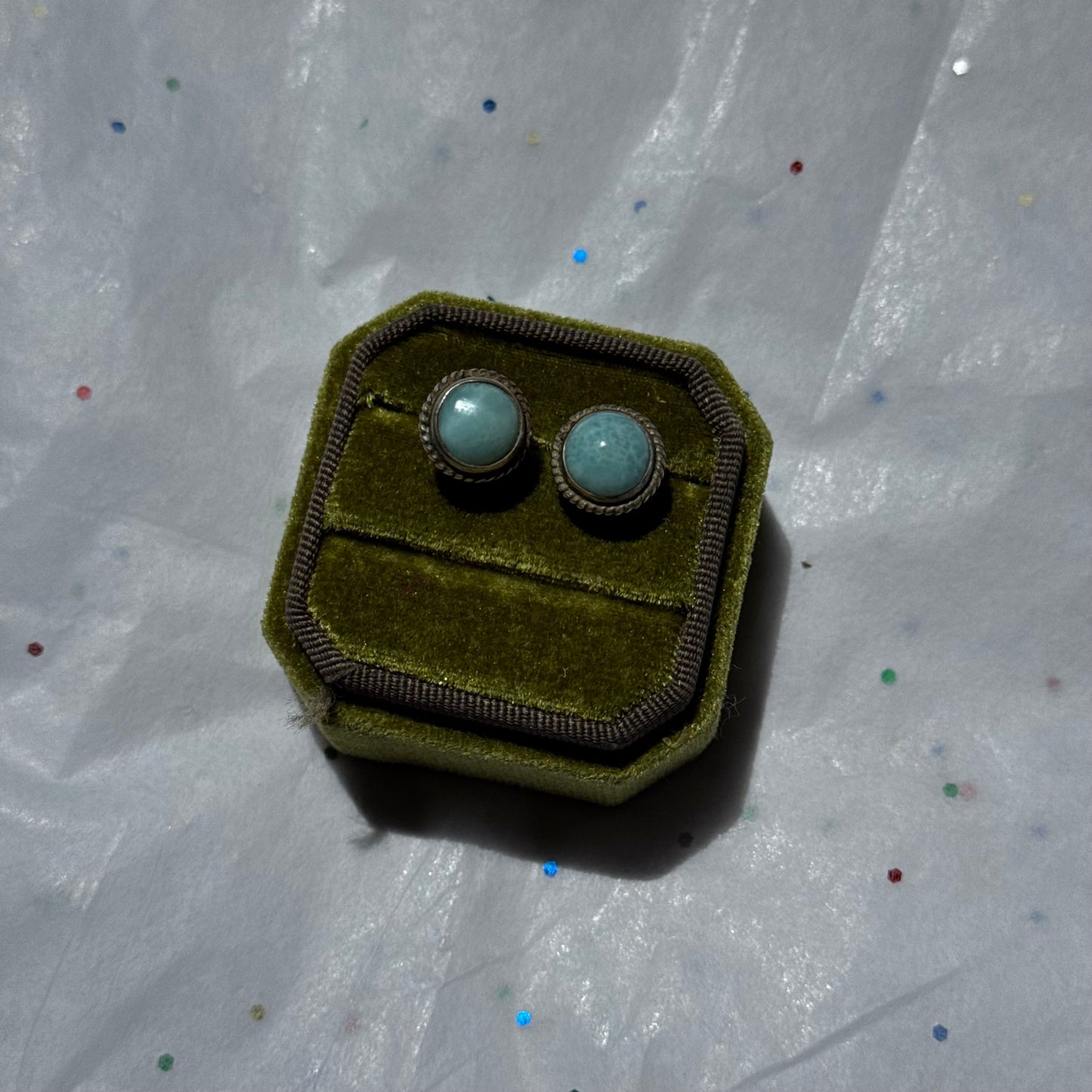 Vintage Teal Stone Sterling Silver Earrings