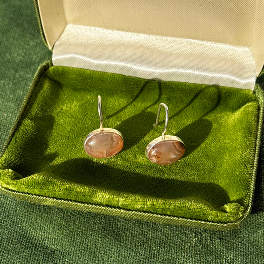 Vintage Sterling Silver Natural Stone Earrings