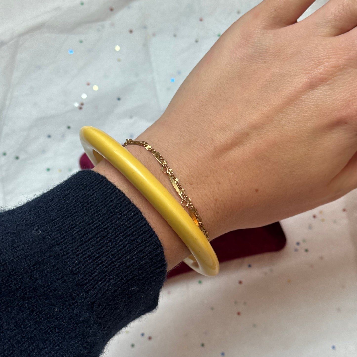 Vintage Bakelite Yellow Bangle Bracelet