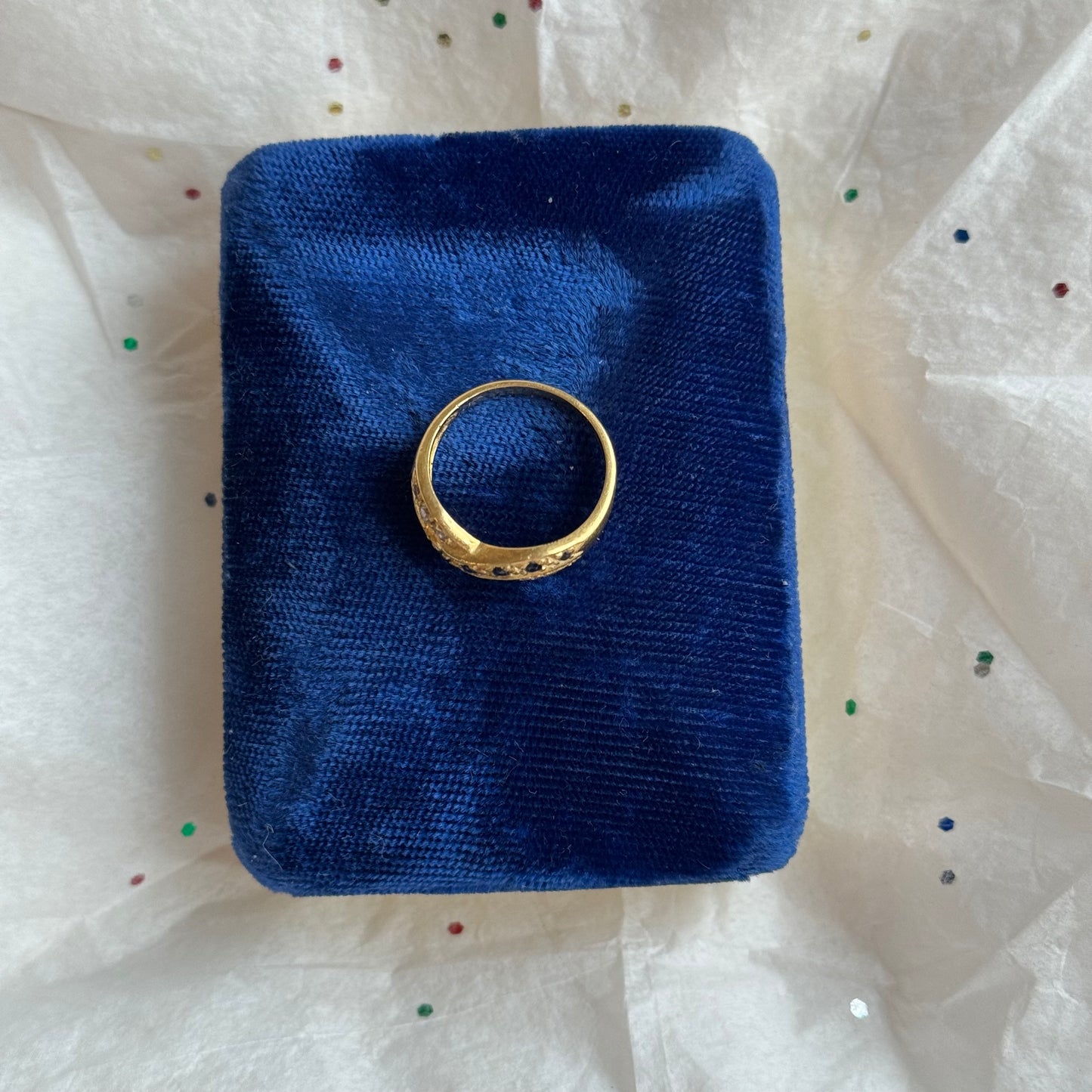 Vintage Gold Ring with Rhinestones - Sourced in Paris