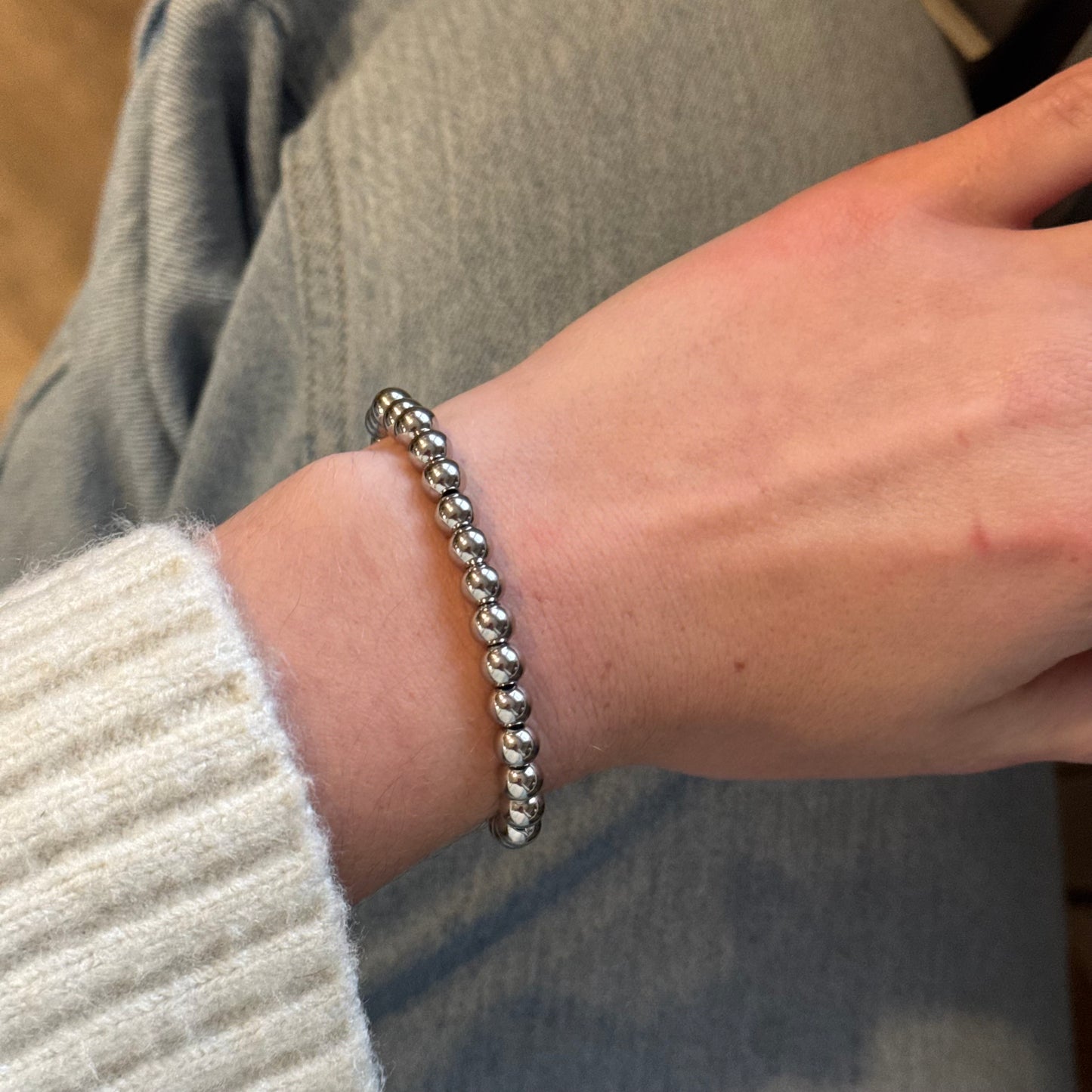 Silver Beaded Bracelet