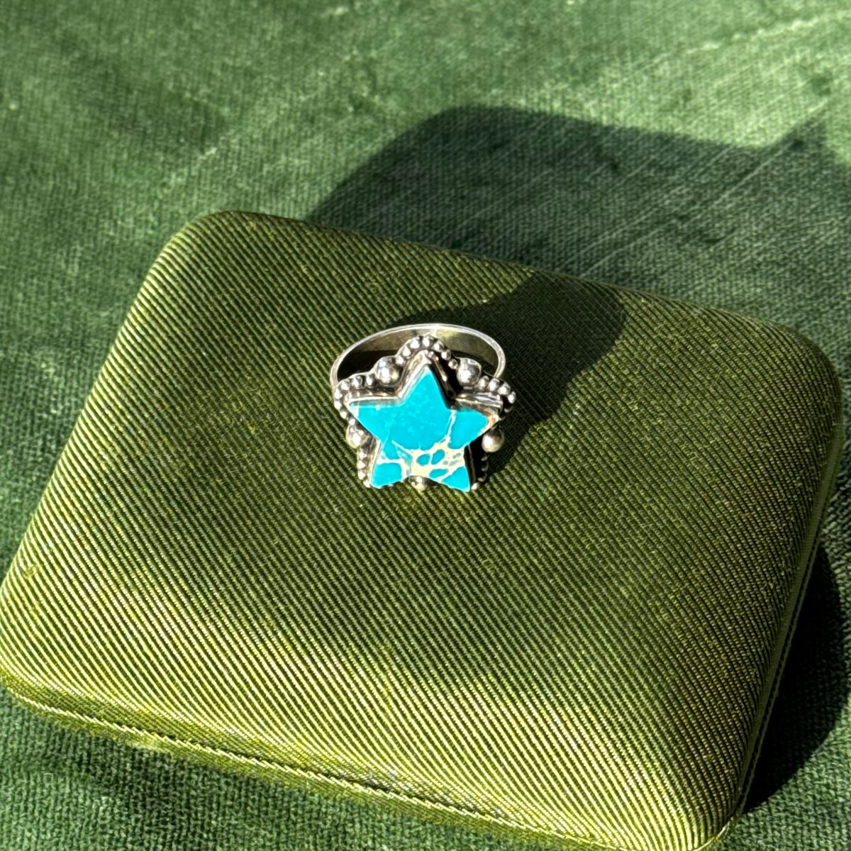 Vintage Turquoise Sterling Silver Star Ring