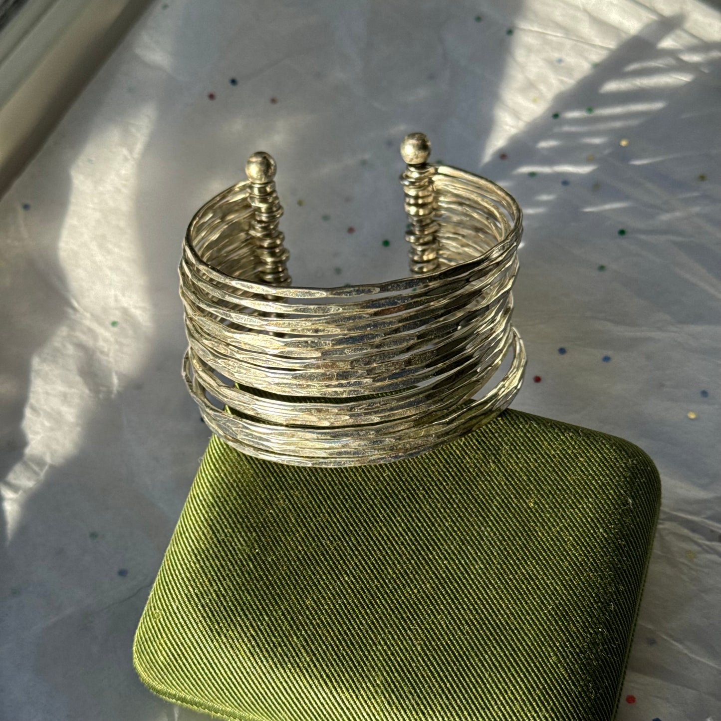 Vintage Silver Layered Cuff Bracelet