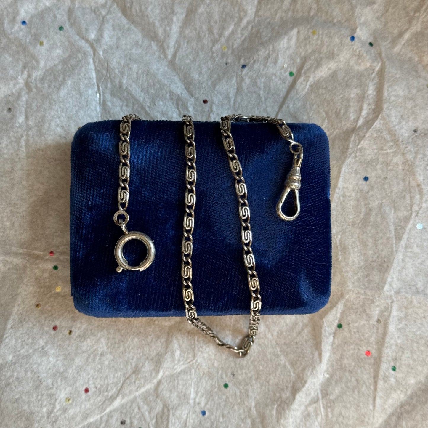 Vintage Silver Scroll Link Watch Chain - Sourced in Paris