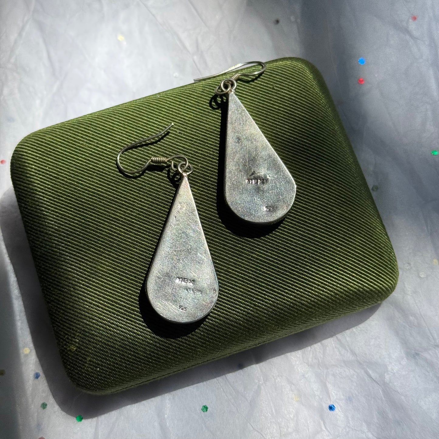 Vintage Abalone Shell Sterling Silver Earrings