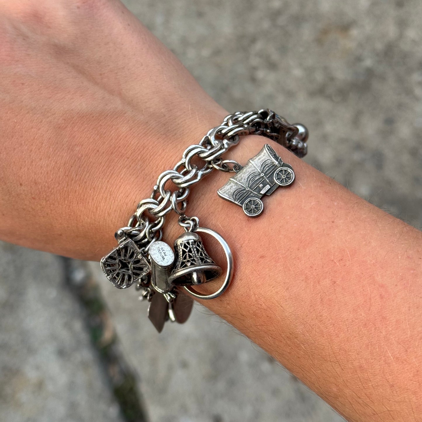 Vintage Sterling Silver Complete Charm Bracelet
