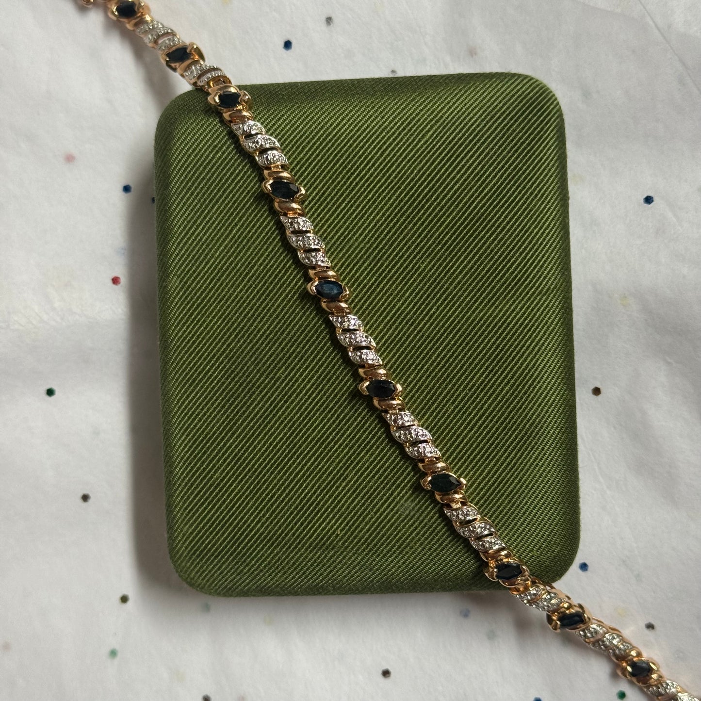 Vintage Sterling Silver Gold Vermeil Rhinestone Tennis Bracelet