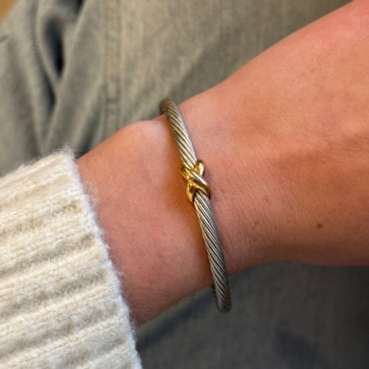 Vintage Two Tone Twisted Cuff Bracelet