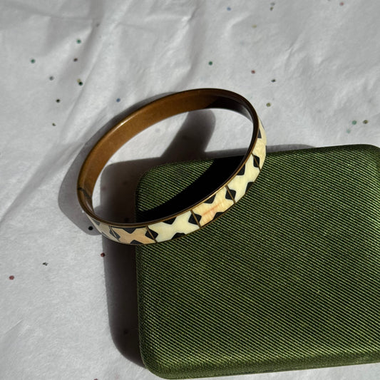 Vintage B&W Brass Bangle Bracelet