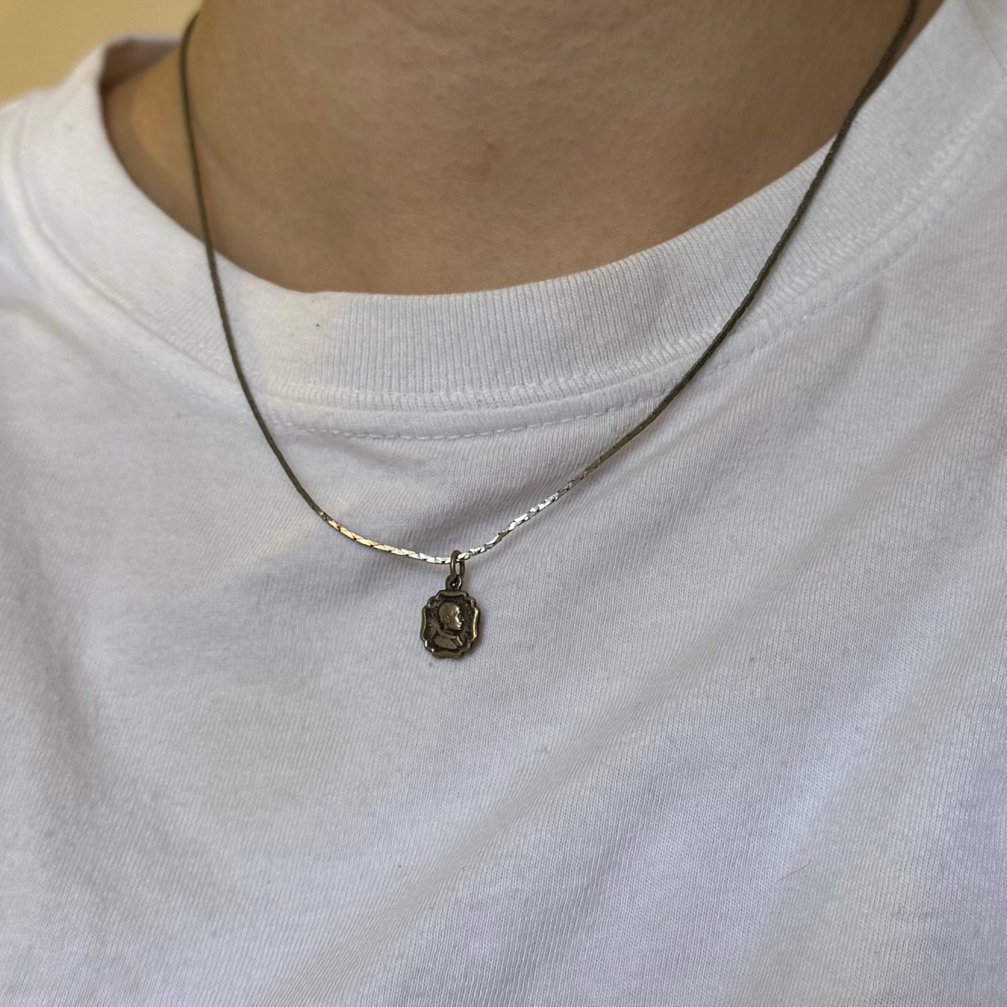 Vintage Silver Catholic Pendant Necklace - Sourced in Paris