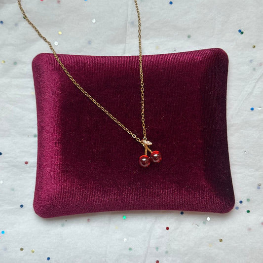 Gold Cherry Pendant Necklace