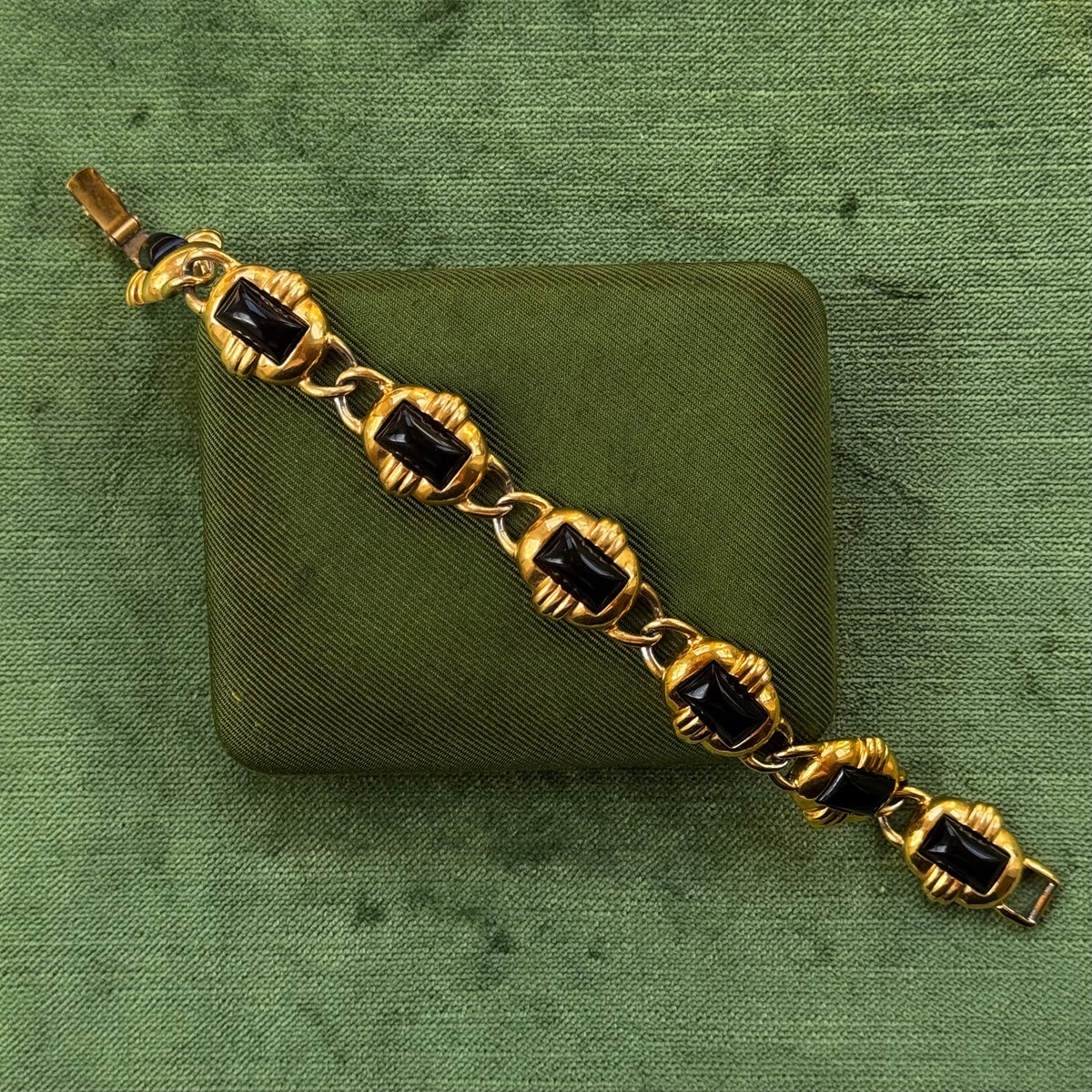 Vintage Trifari Gold & Black Enamel Bracelet