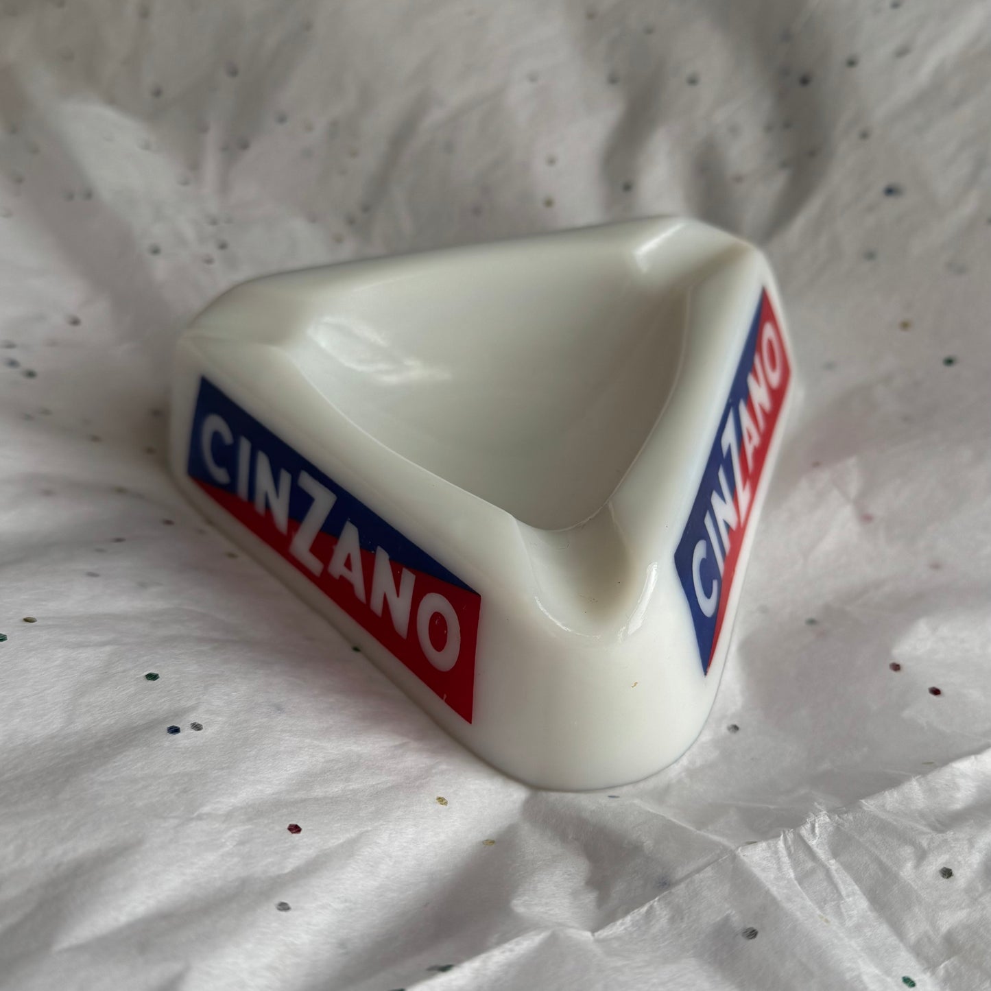 Vintage Cinzano White French Ashtray - Sourced in Paris