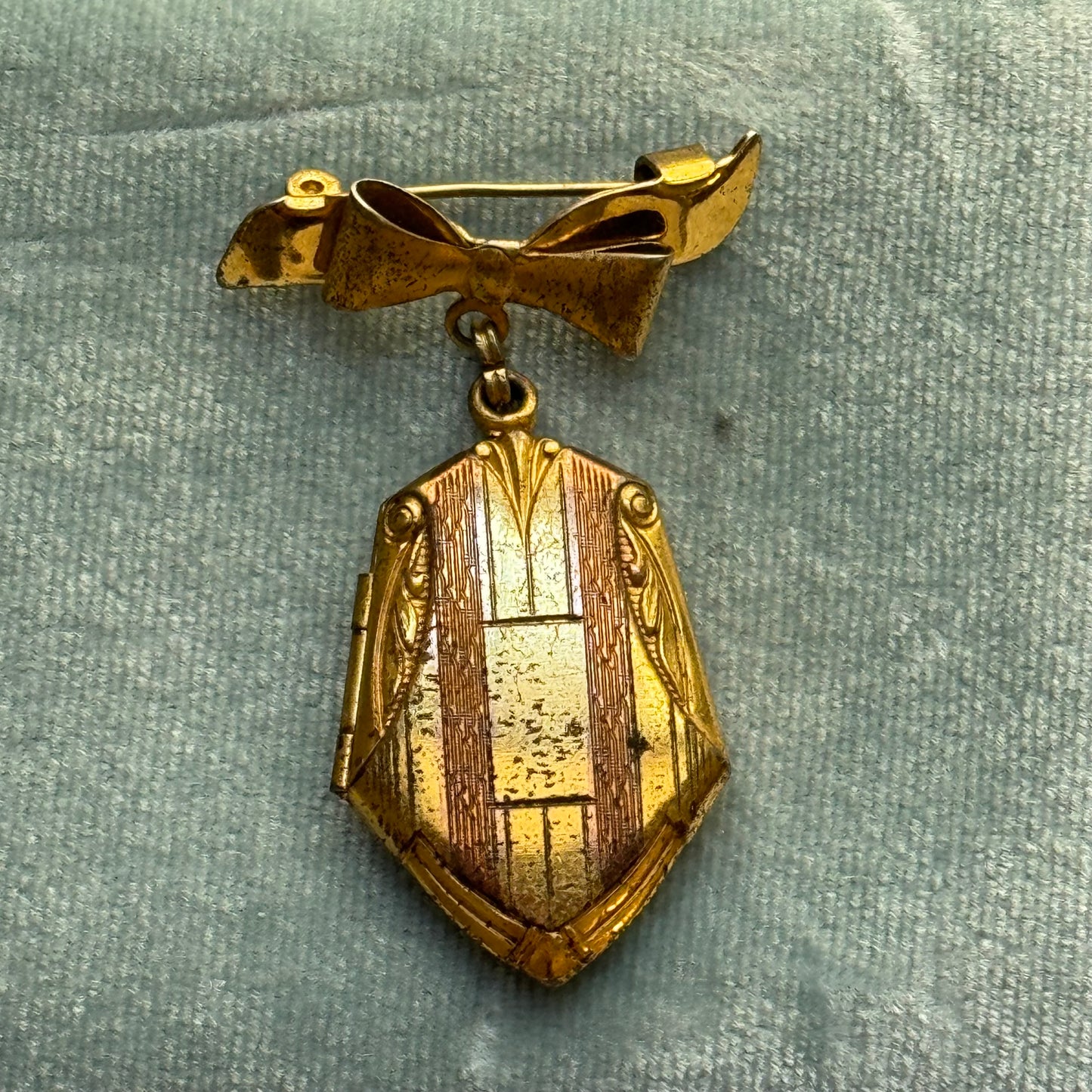 Vintage Gold Filled Locket Bow Brooch