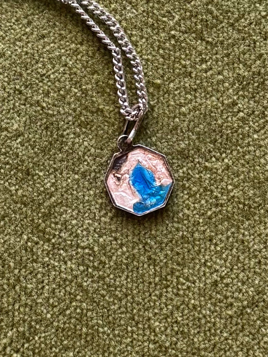 Vintage Silver Enamel Saint Necklace - Sourced in Paris