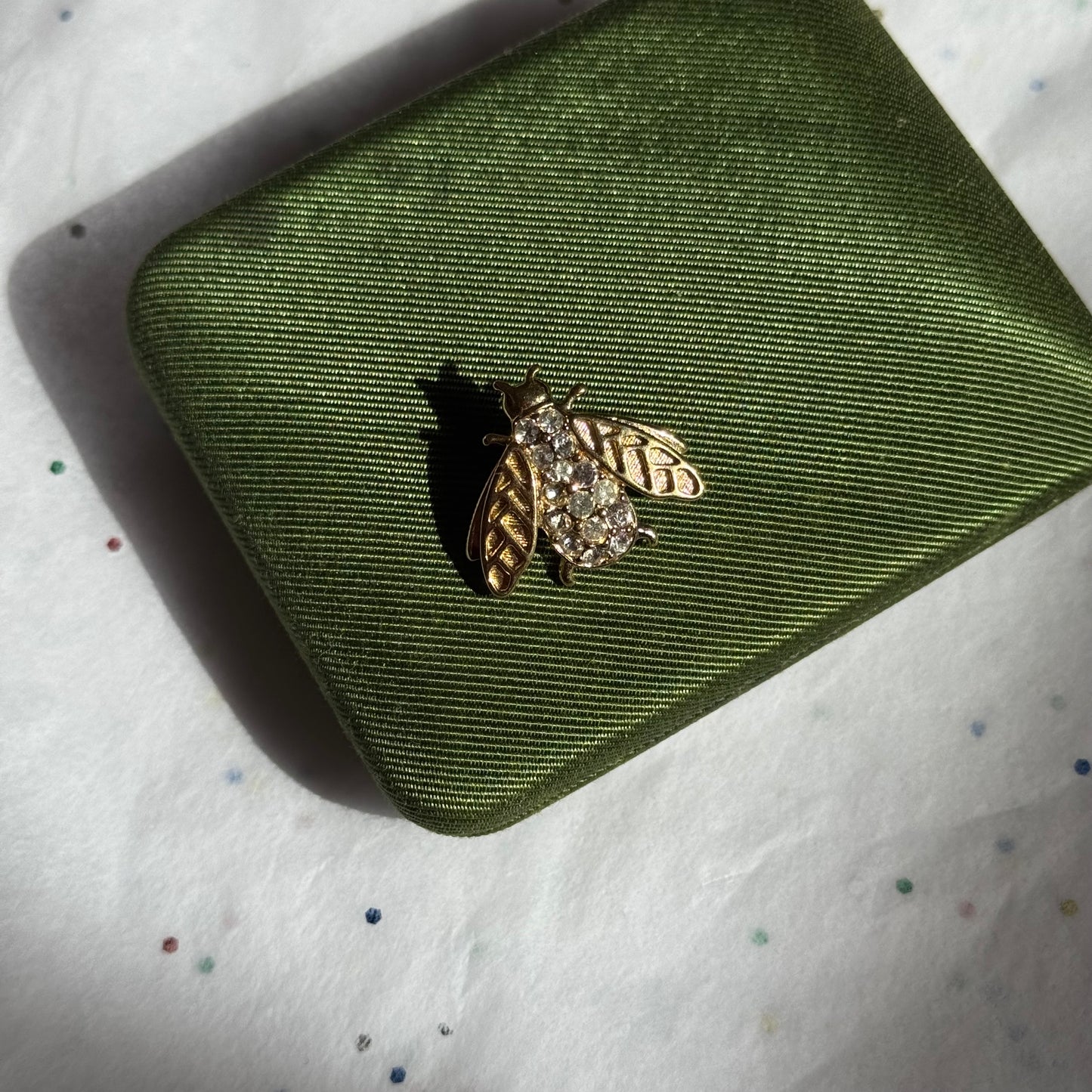 Vintage Trifari Gold Bee Brooch with Rhinestones