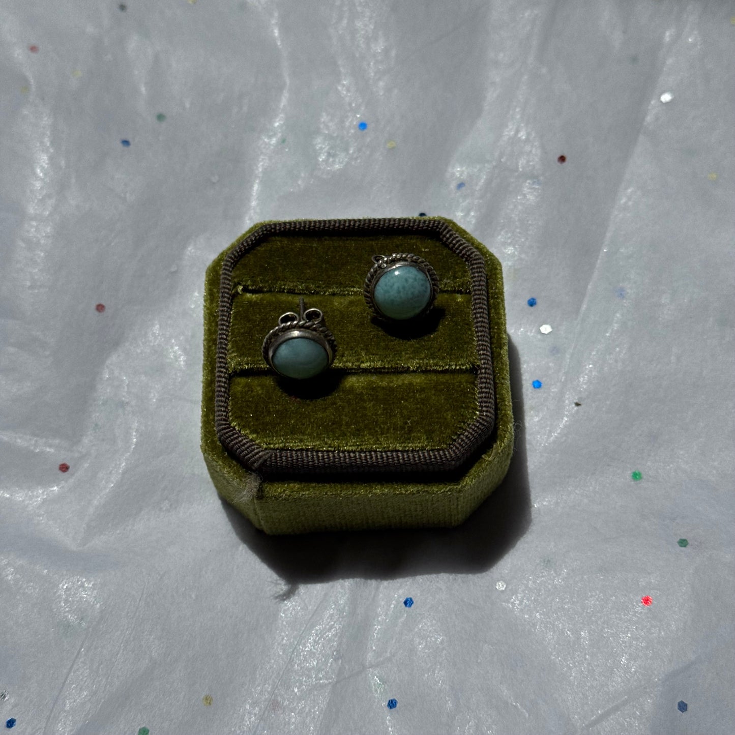 Vintage Teal Stone Sterling Silver Earrings