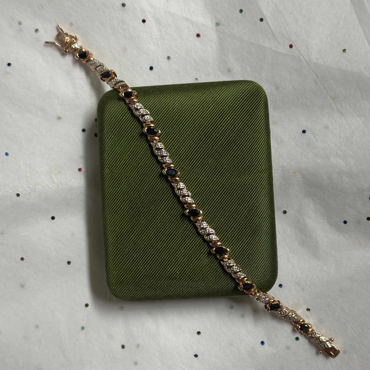 Vintage Sterling Silver Gold Vermeil Rhinestone Tennis Bracelet