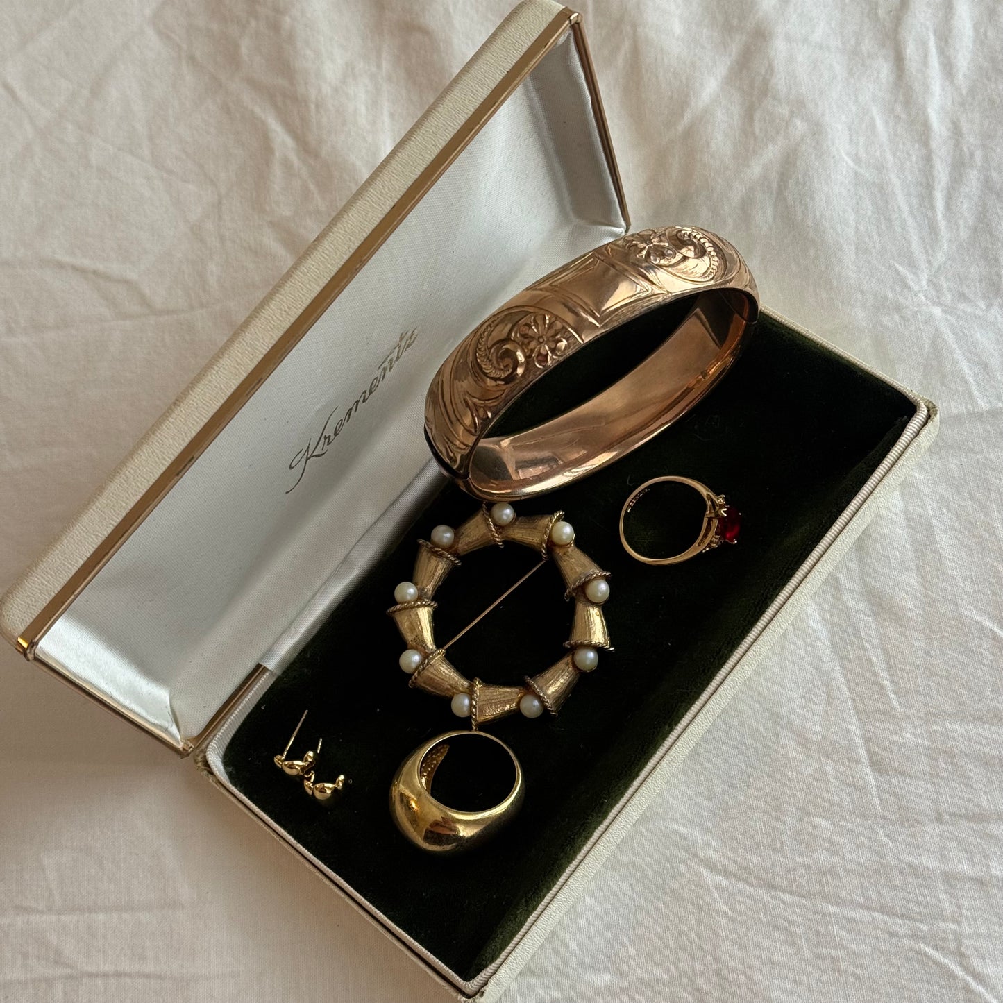 Vintage Gold Filled Engraved Gold Bangle Bracelet