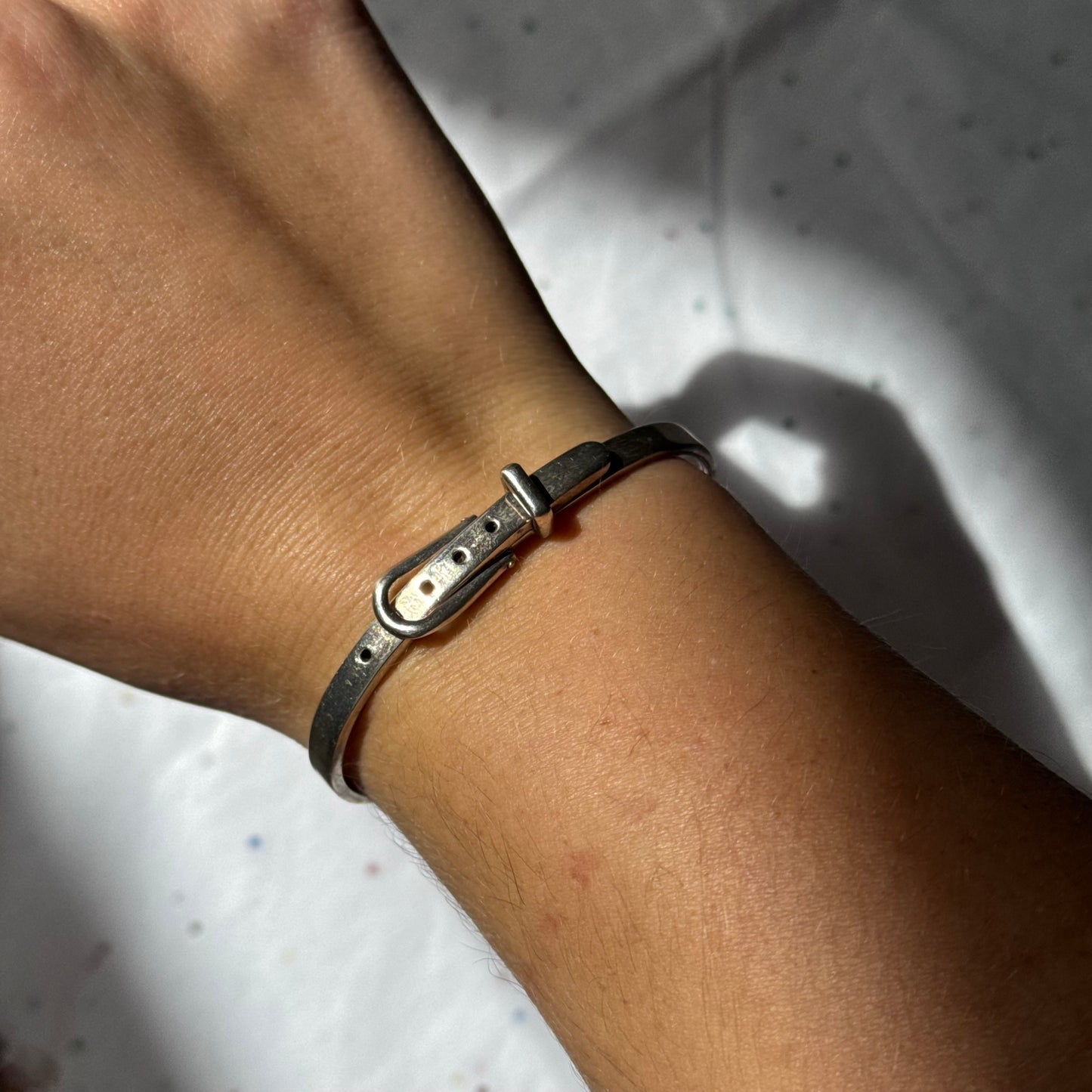 Vintage 925 Sterling Silver Belt Buckle Bangle Bracelet