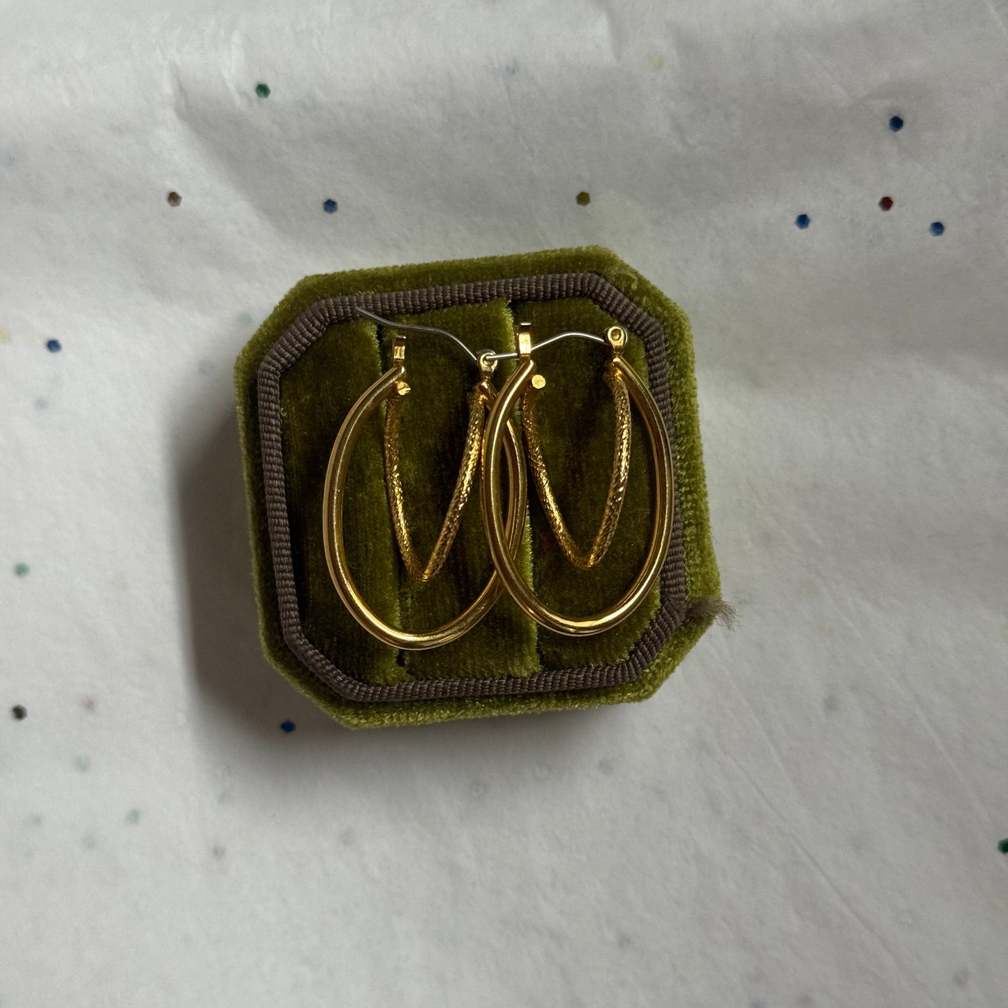 Vintage Layered Gold Twist Hoop Earrings