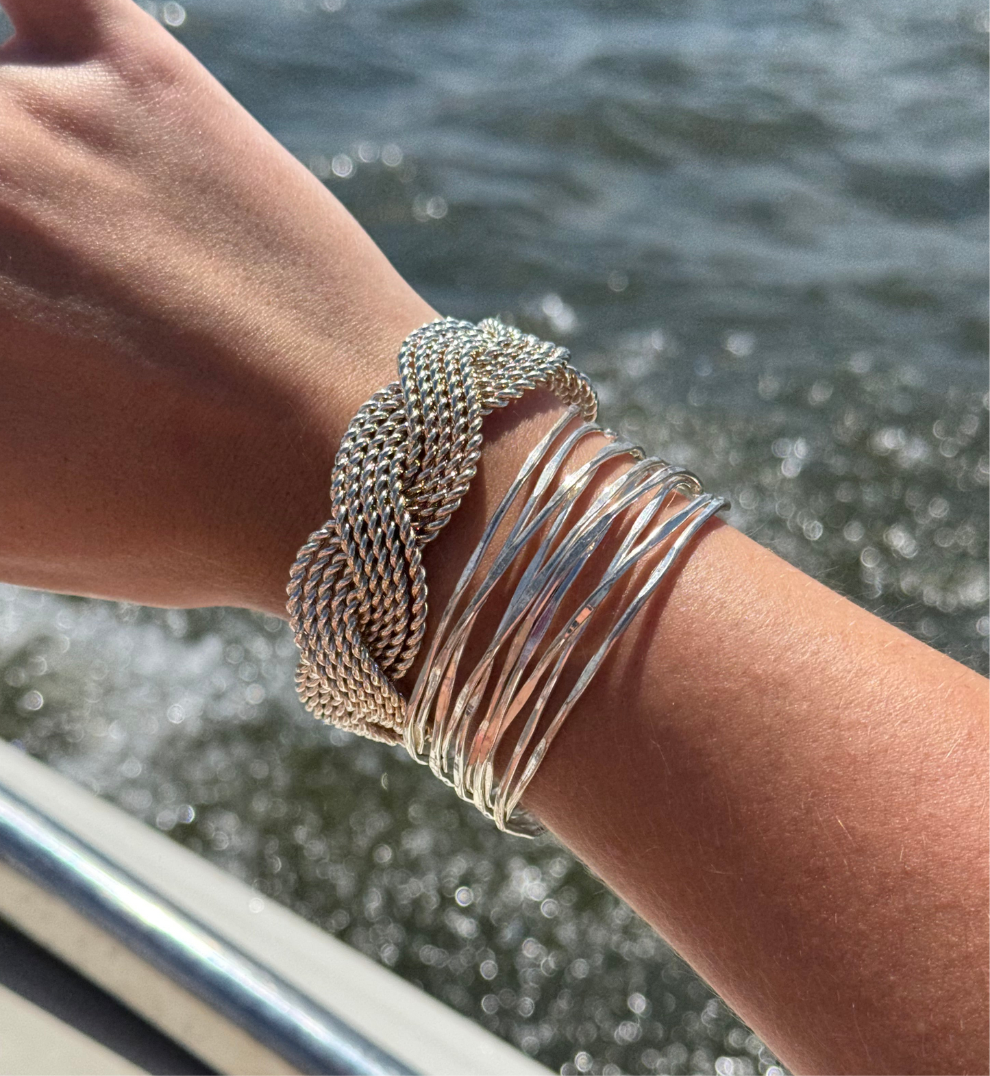 Vintage Braid Silver Tone Cuff Bracelet