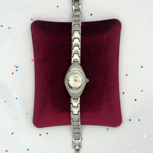 Vintage 1990s Authentic Gucci Silver & White Bubble Watch