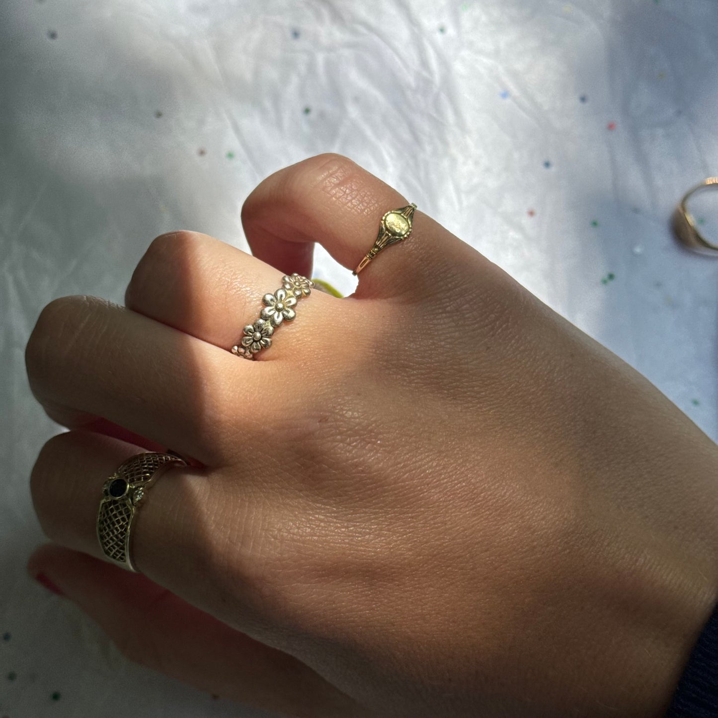 Vintage Sterling Silver Flower Ring